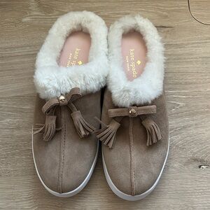 Kate Spade “Limon” shearling mules, brand new